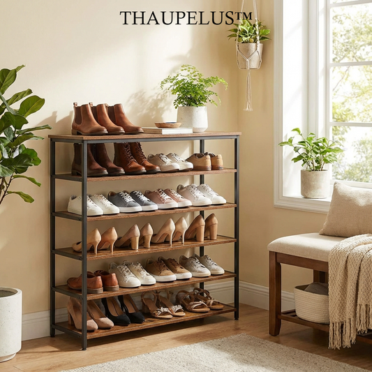 THAUPELUS™ | The "Iron & Oak" 5-Tier Mudroom Gallery & Organizer